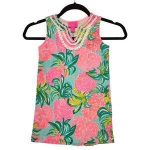 Lilly Pulitzer Harper Girls Shift Dress Size Small (4-5) Pineapple Shake